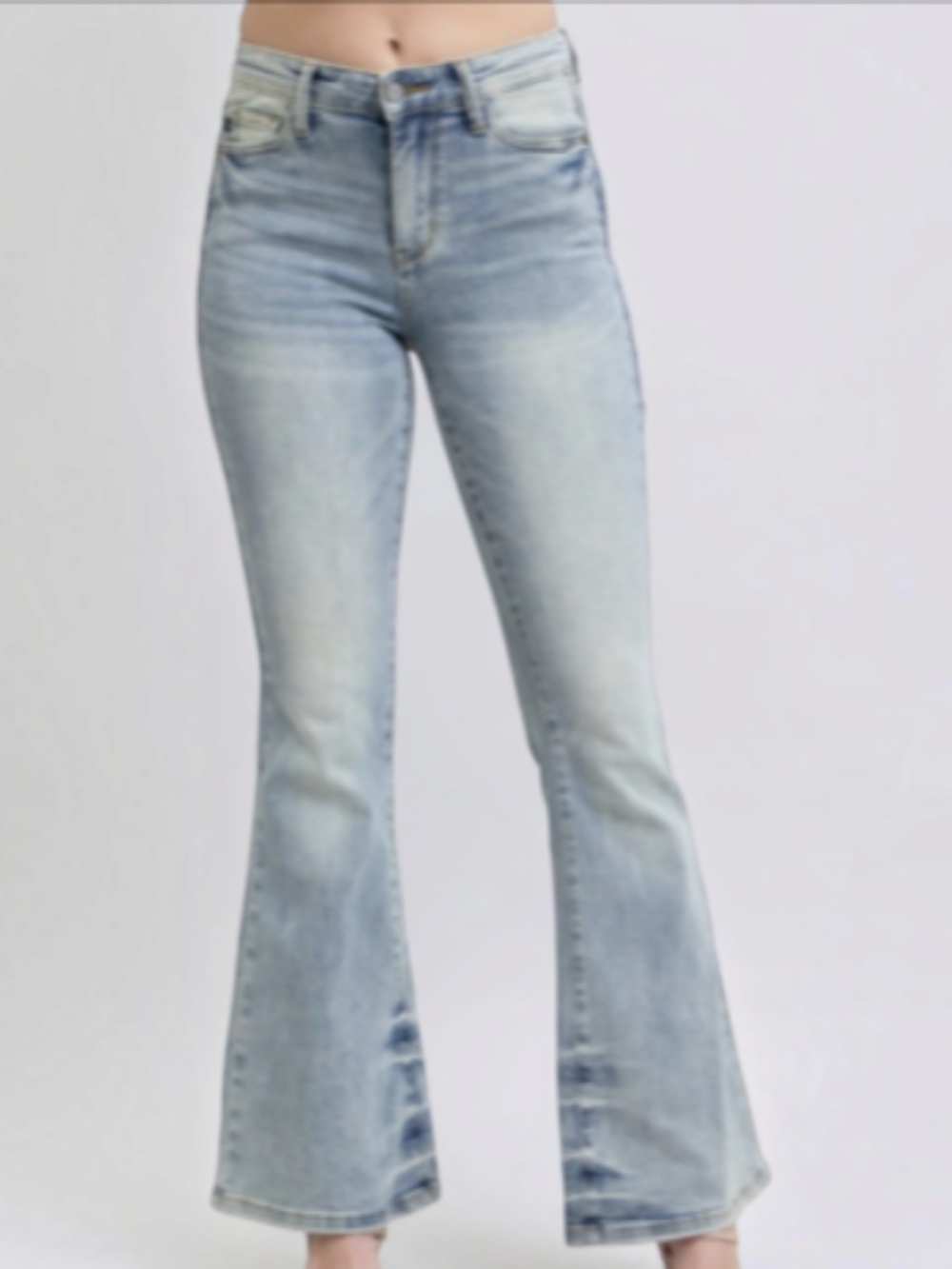 Judy Blue Mid Rise Pin Tack Flare Jeans